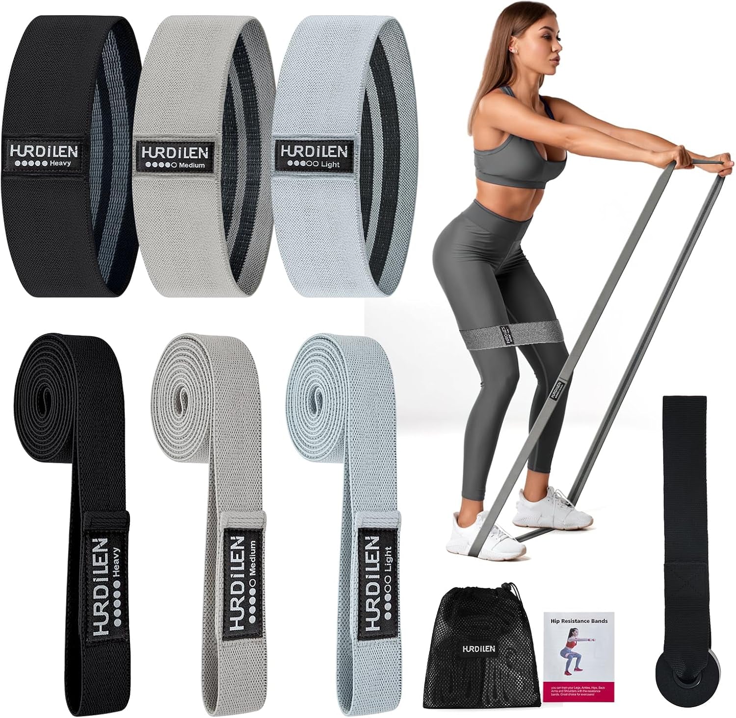 Resistance Bands for Working Out Set, 3 Pcs Pull up Bands and 3 Pcs Assistance Bands with Door Anchor for Legs, Glutes, Hip, Fabric Loop Bands Workout Bands Resistance for Gym, Home, Office