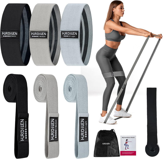 Resistance Bands for Working Out Set, 3 Pcs Pull up Bands and 3 Pcs Assistance Bands with Door Anchor for Legs, Glutes, Hip, Fabric Loop Bands Workout Bands Resistance for Gym, Home, Office